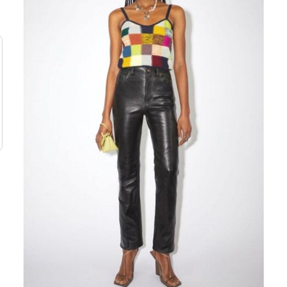 Betsy Moss Vegan Leather ankle pants size Medium new with tags
